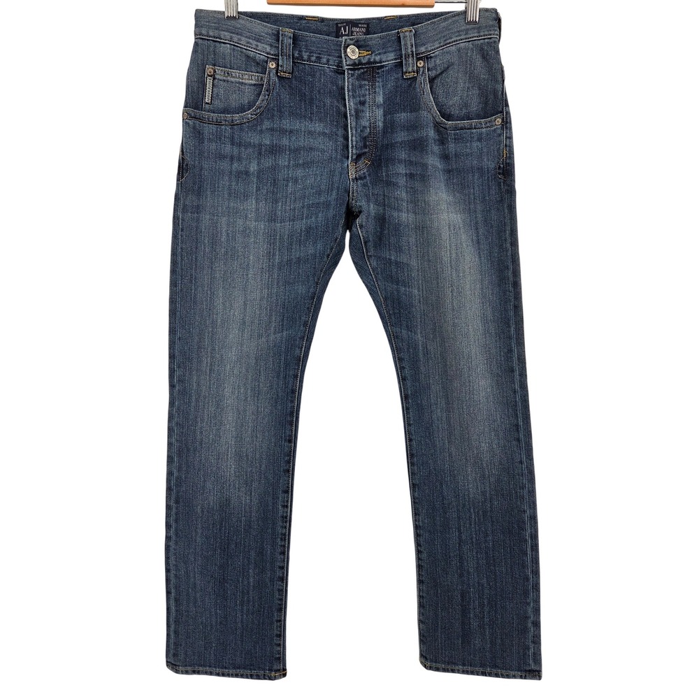Armani‎ Jeans J08 Slim Fit Mens 32x32 Blue Dark Wash Denim Casual Streetwear